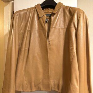 Banana Republic Tan Leather cropped women jacket
